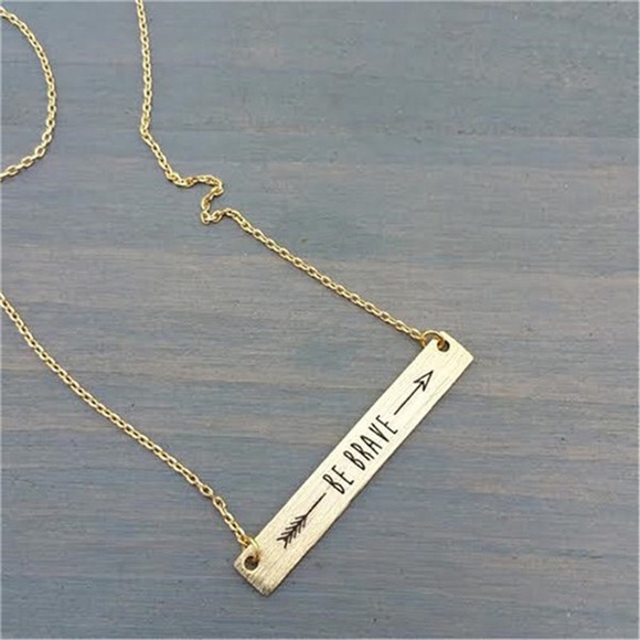 Tayzani Jewelry - 18K Gold Be Brave Inspirational Quote Bar Necklace